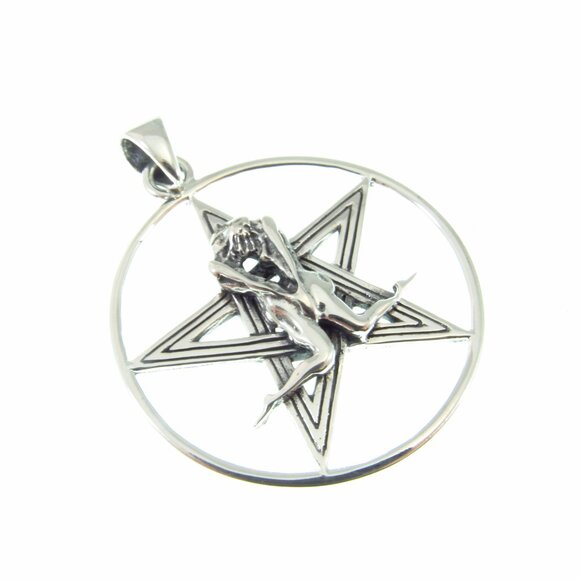 Solid 925 Sterling Silver Tantric Lovers Pentacle Pendant / Kama Sutra Jewelry - Picture 6 of 9